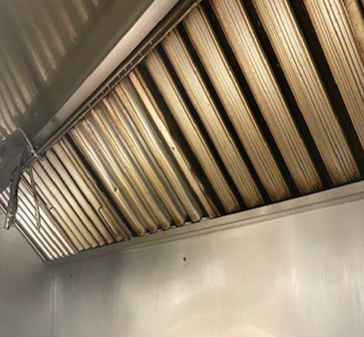 kitchen hood before filter exchange